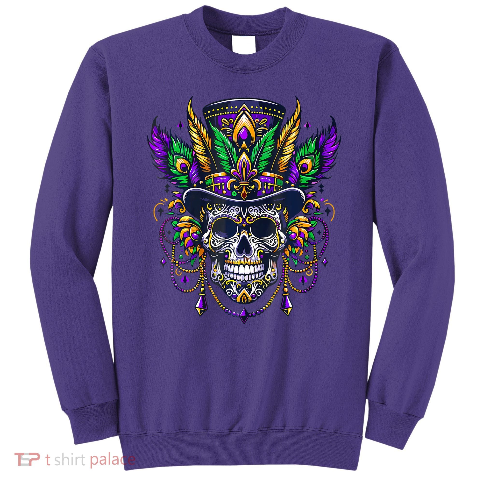 Mardi Gras Skull Top Hat New Orleans Witch Doctor Voodoo Sweatshirt