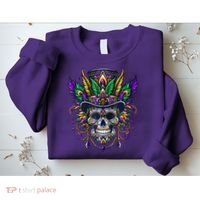 Mardi Gras Skull Top Hat New Orleans Witch Doctor Voodoo Sweatshirt thumb 2