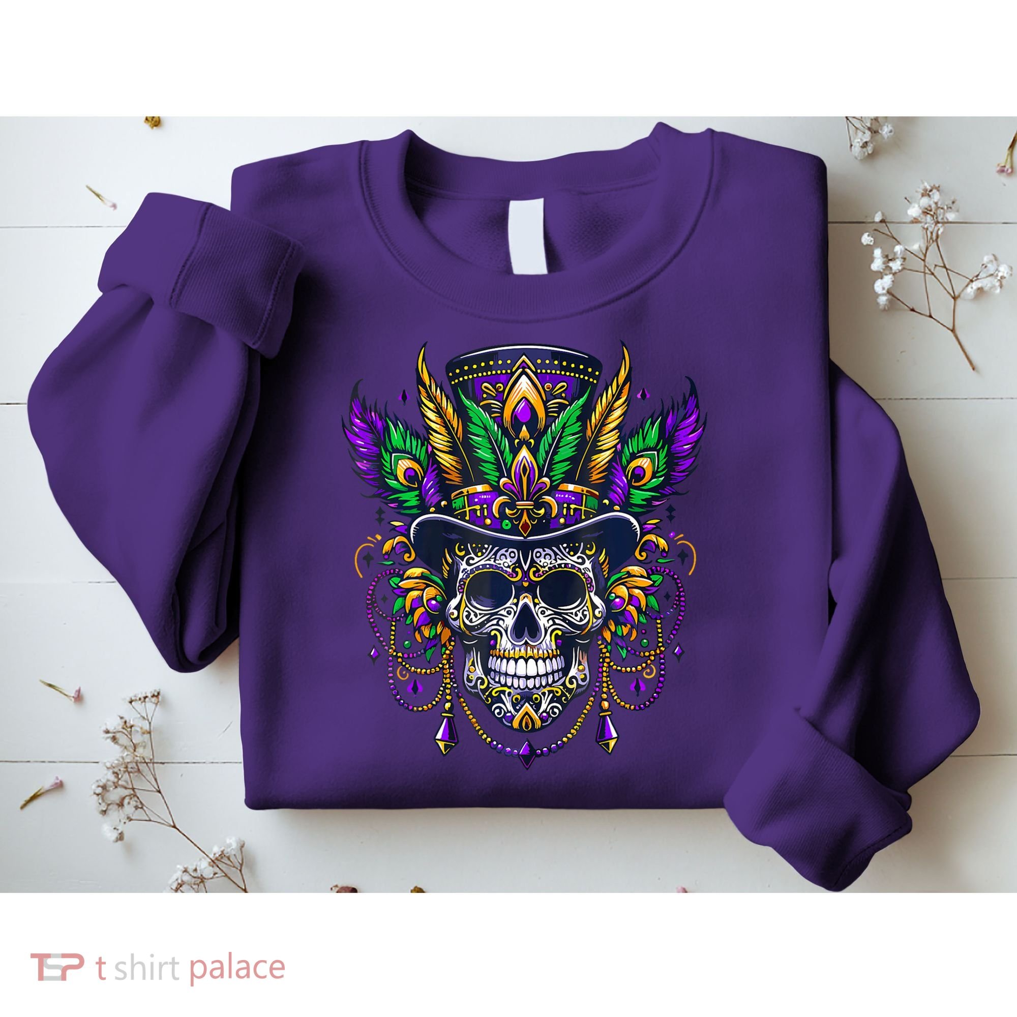 Mardi Gras Skull Top Hat New Orleans Witch Doctor Voodoo Sweatshirt