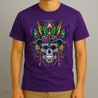Mardi Gras Skull Top Hat New Orleans Witch Doctor Voodoo T-Shirt thumb 3