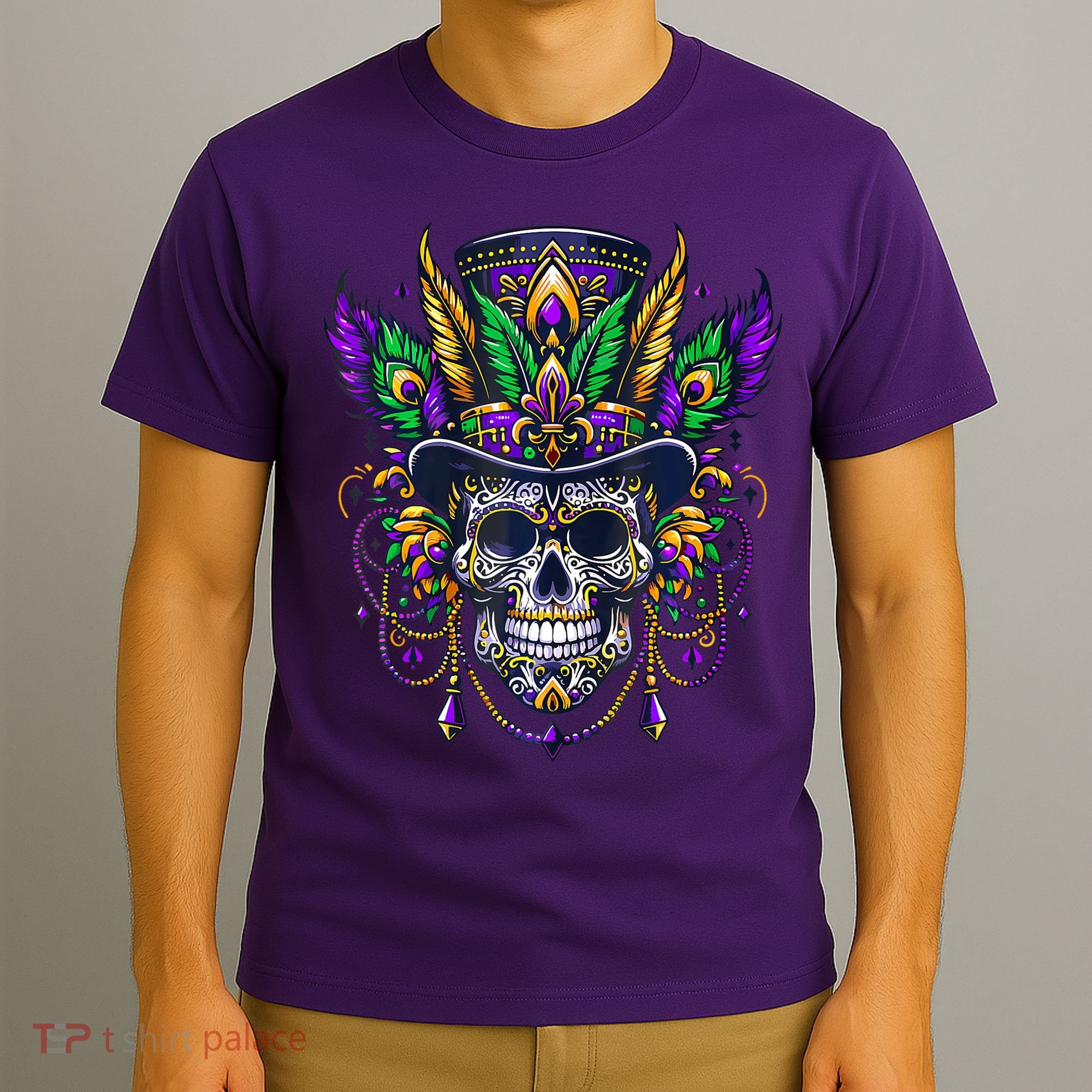 Mardi Gras Skull Top Hat New Orleans Witch Doctor Voodoo T-Shirt