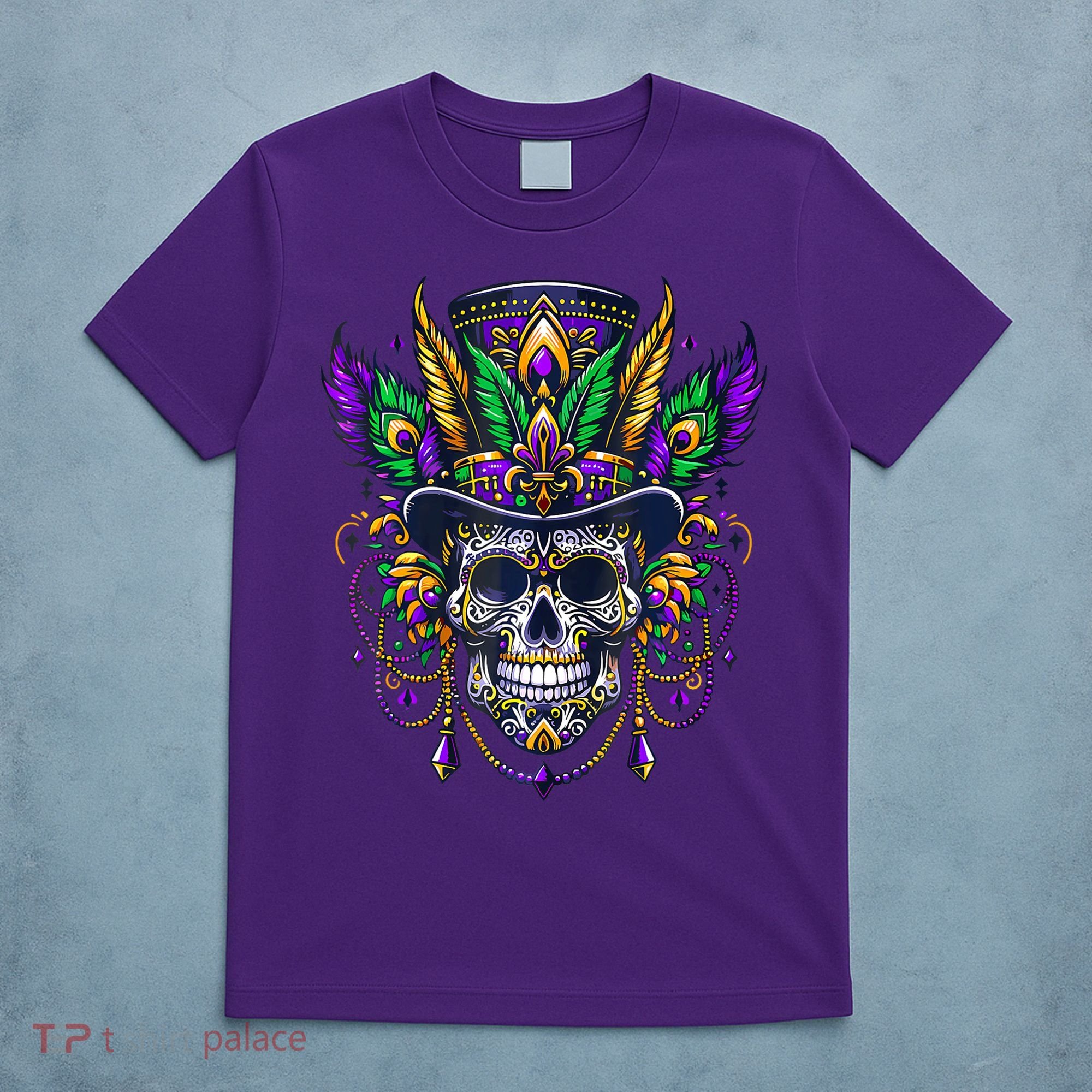 Mardi Gras Skull Top Hat New Orleans Witch Doctor Voodoo T-Shirt