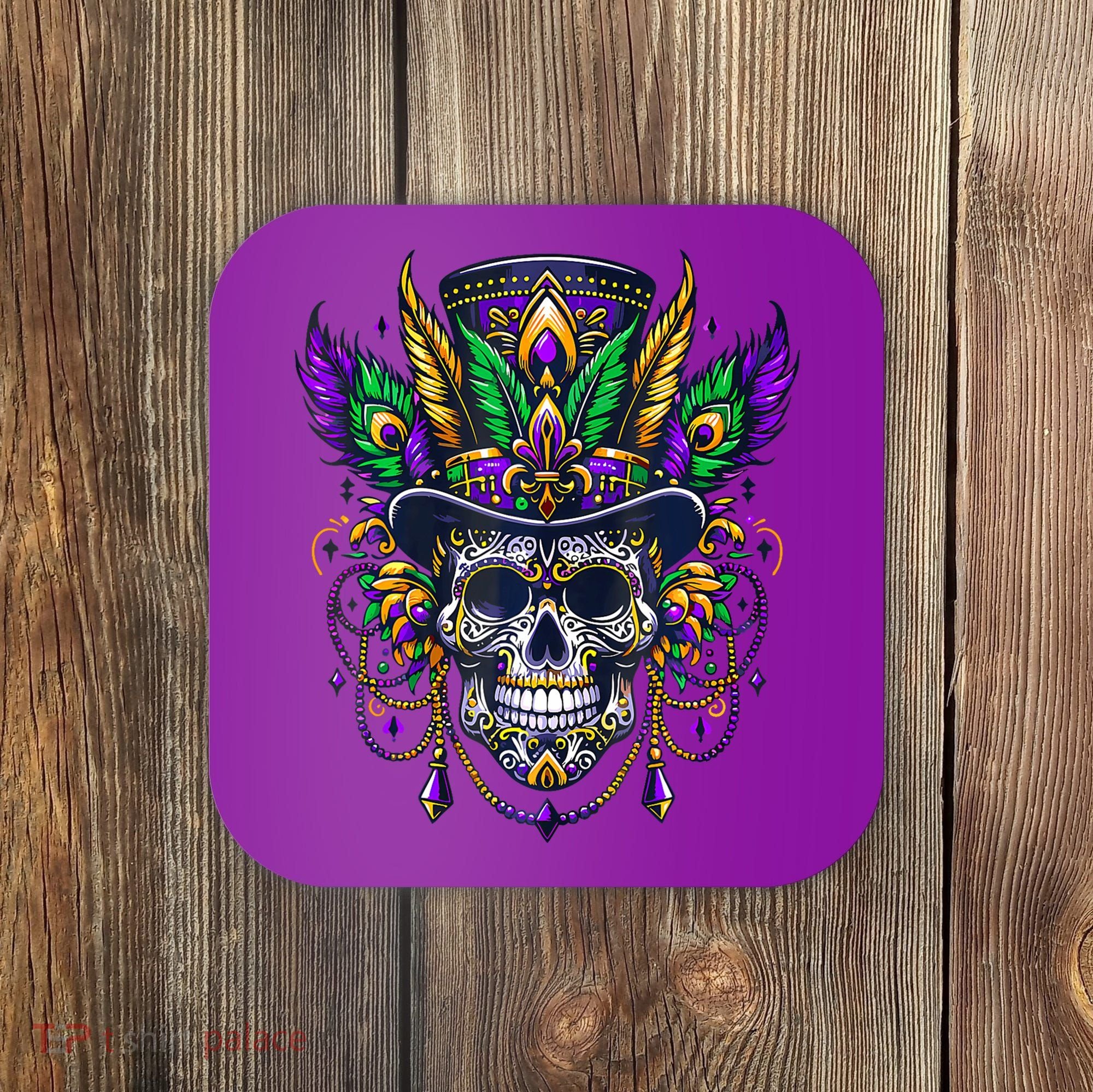 Mardi Gras Skull Top Hat New Orleans Witch Doctor Voodoo Coaster