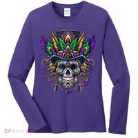Mardi Gras Skull Top Hat New Orleans Witch Doctor Voodoo Women's Long Sleeve Shirt thumb 0