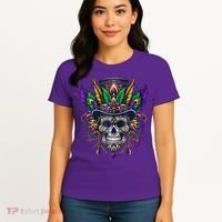 Mardi Gras Skull Top Hat New Orleans Witch Doctor Voodoo Women's T-Shirt thumb 4