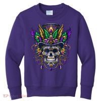 Mardi Gras Skull Top Hat New Orleans Witch Doctor Voodoo Kids Sweatshirt thumb 0
