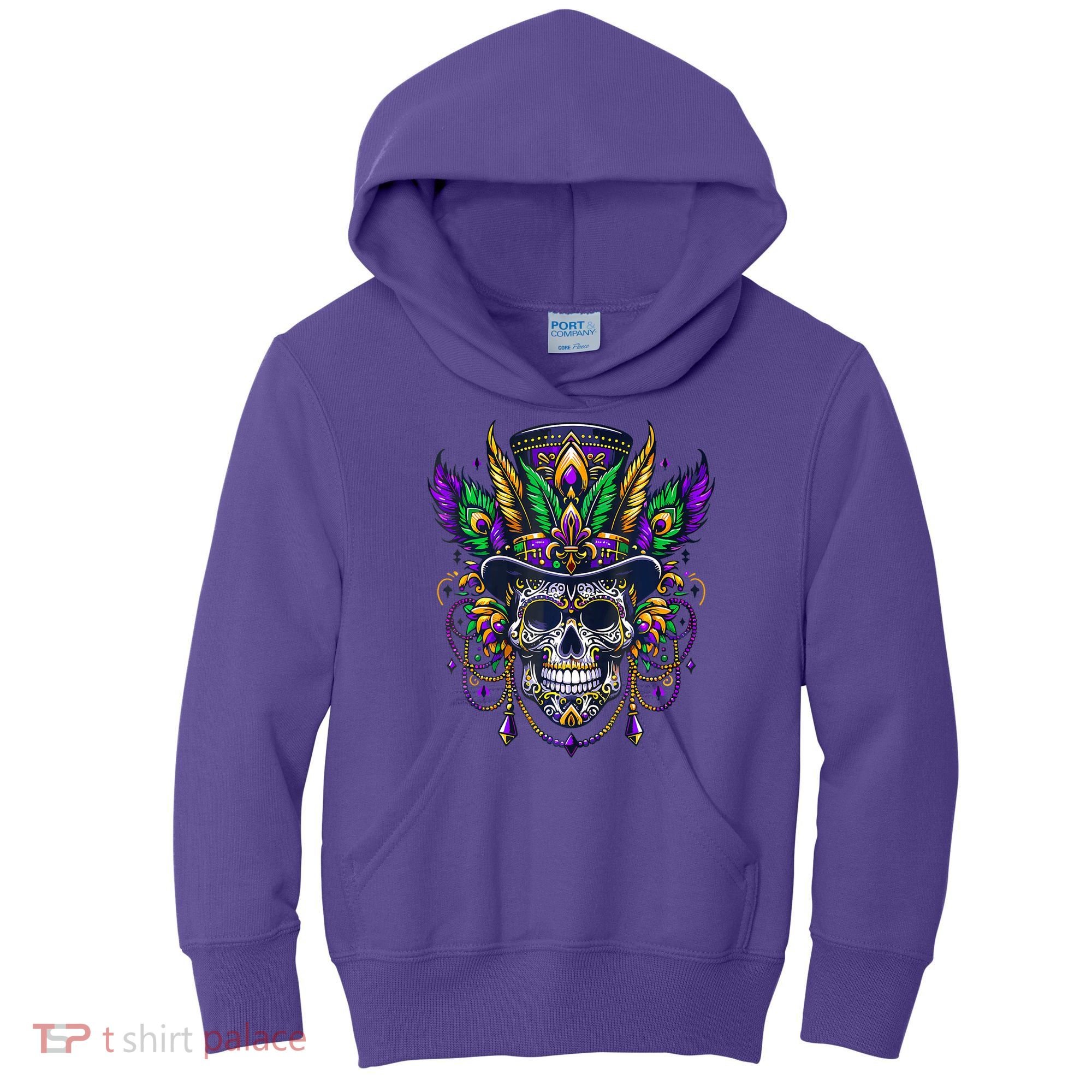 Mardi Gras Skull Top Hat New Orleans Witch Doctor Voodoo Kids Hoodie