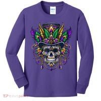 Mardi Gras Skull Top Hat New Orleans Witch Doctor Voodoo Kids Long Sleeve Shirt thumb 0