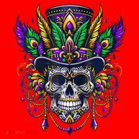 Mardi Gras Skull Top Hat New Orleans Witch Doctor Voodoo Santa Hat thumb 1