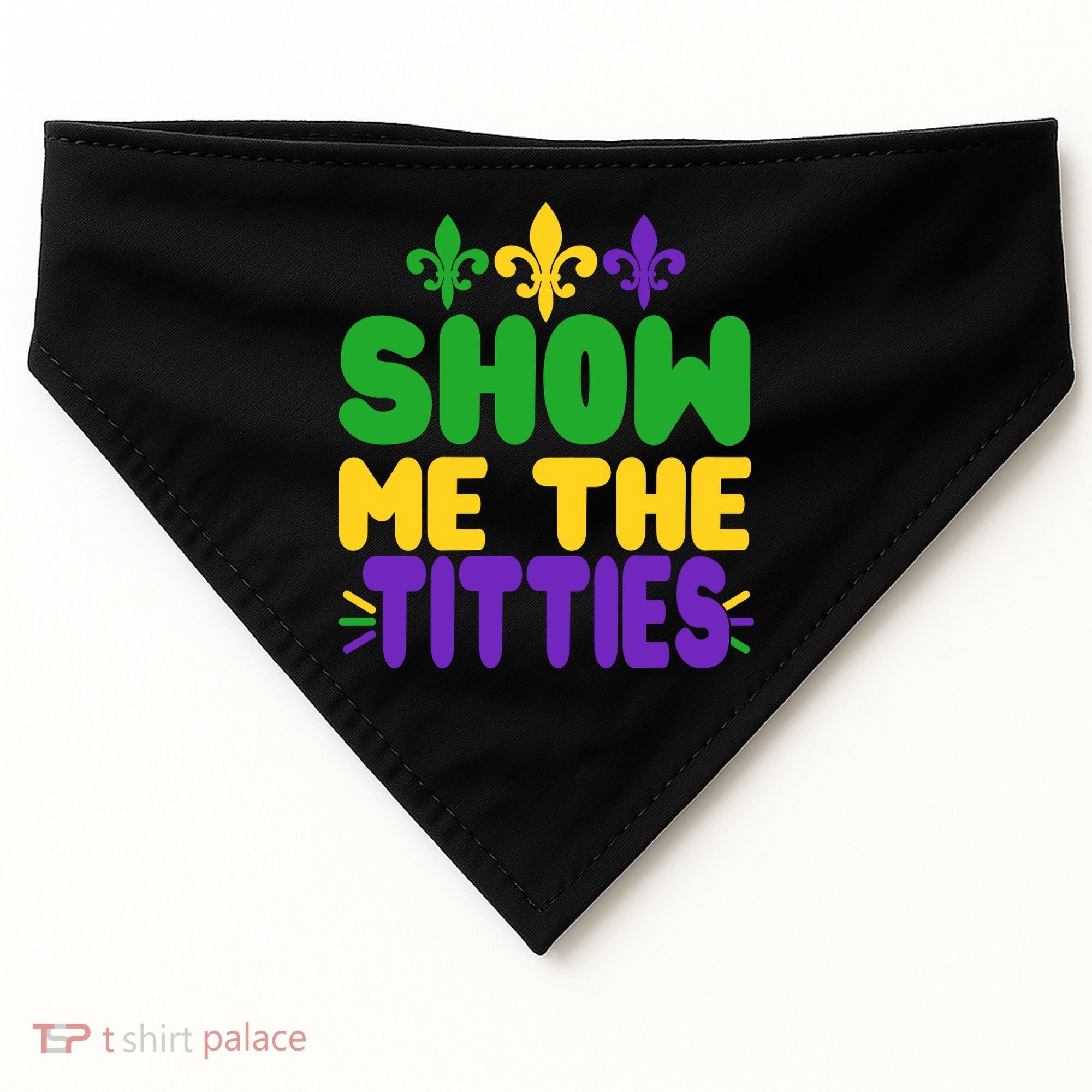 Mardi Gras Show Me The Titties USA-Made Doggie Bandana