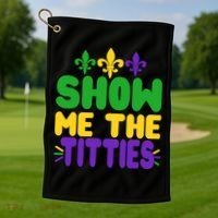 Mardi Gras Show Me The Titties Golf Towel thumb 1