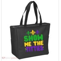 Mardi Gras Show Me The Titties Tote Bag thumb 2