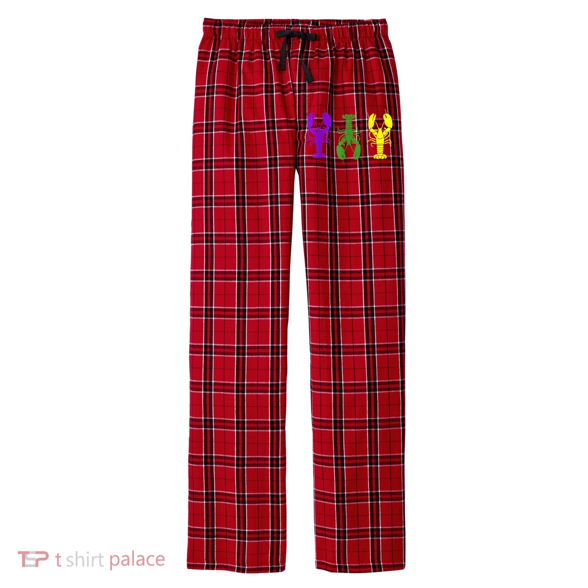 Mardi Gras Shirt, Craw Fish , Mardi Gras Outfit Men's Flannel Plaid Pajama Pants