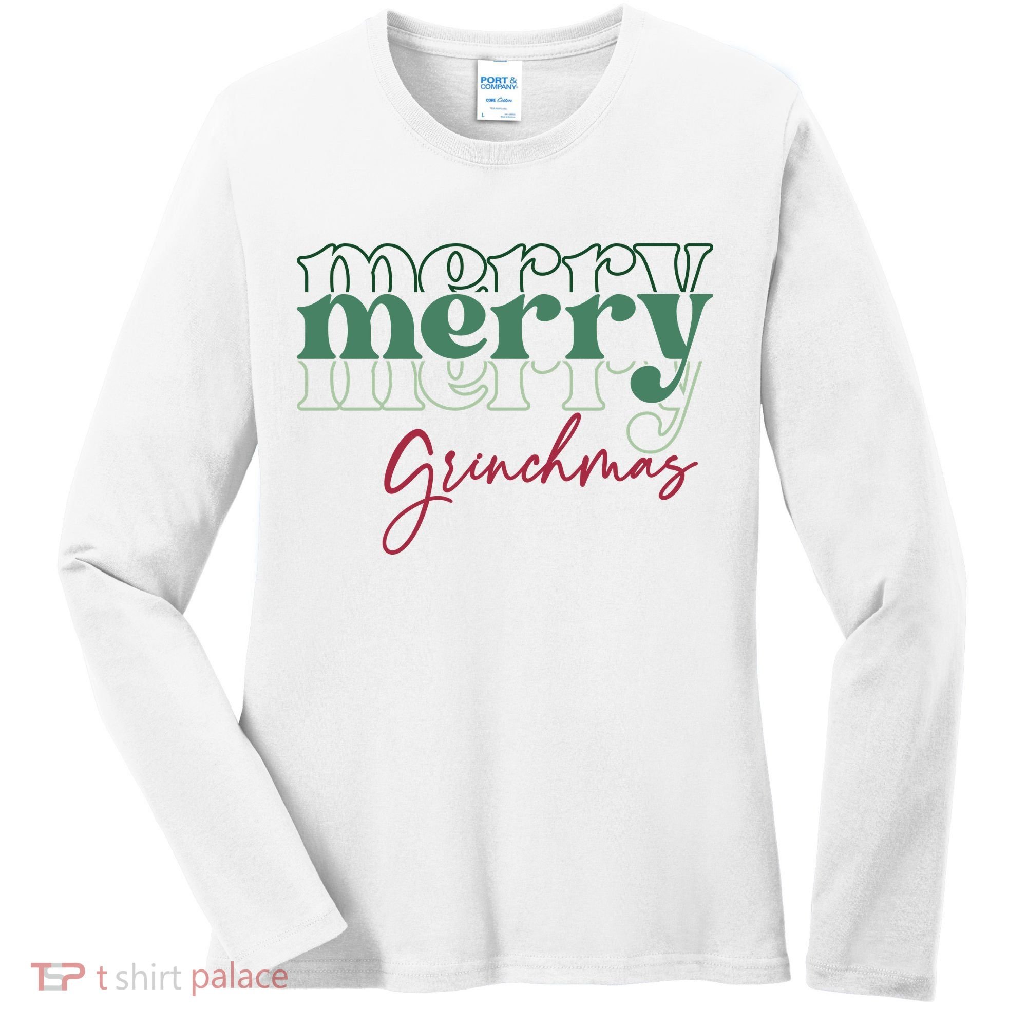 Merry Grinchmas Super Cute Christmas Women's Long Sleeve Shirt