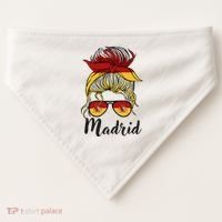 Madrid Girl Spanish Flag Spain USA-Made Doggie Bandana thumb 0