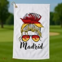 Madrid Girl Spanish Flag Spain Golf Towel thumb 1