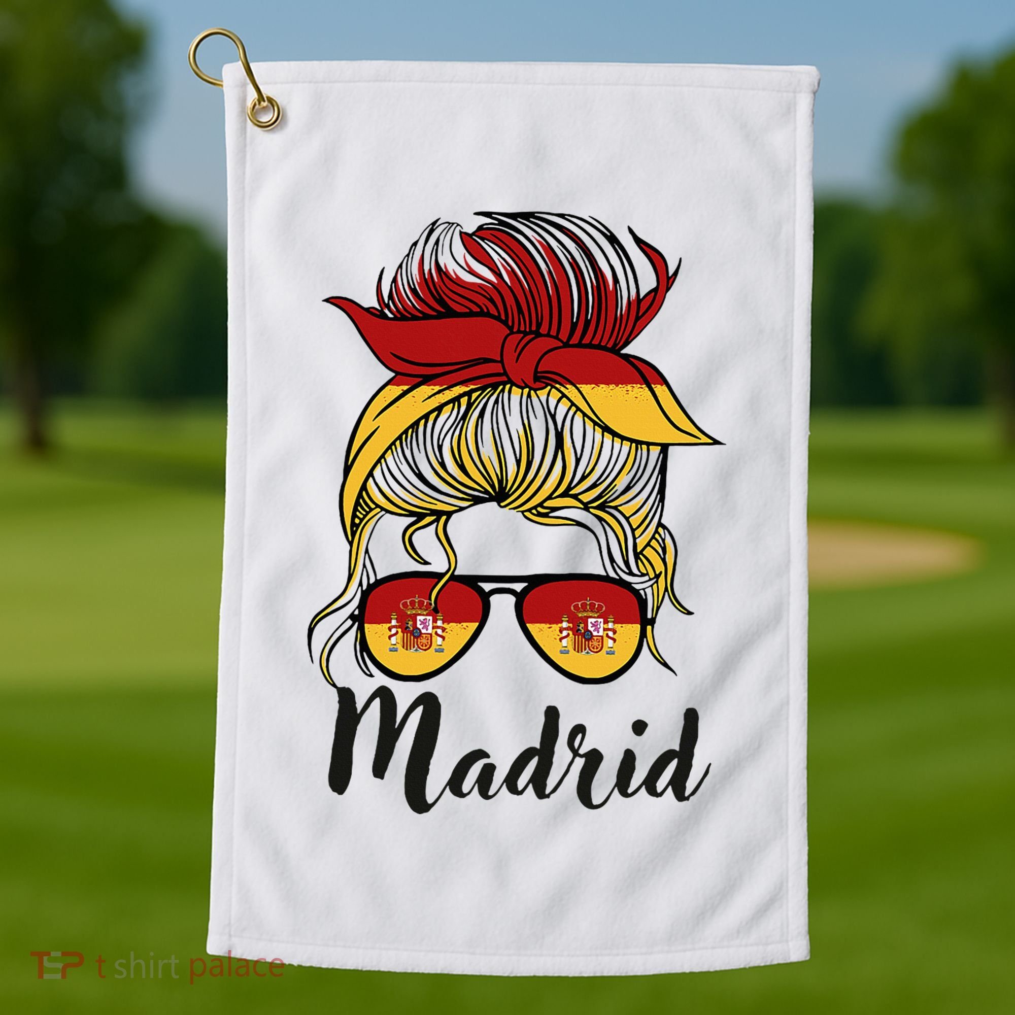 Madrid Girl Spanish Flag Spain Golf Towel