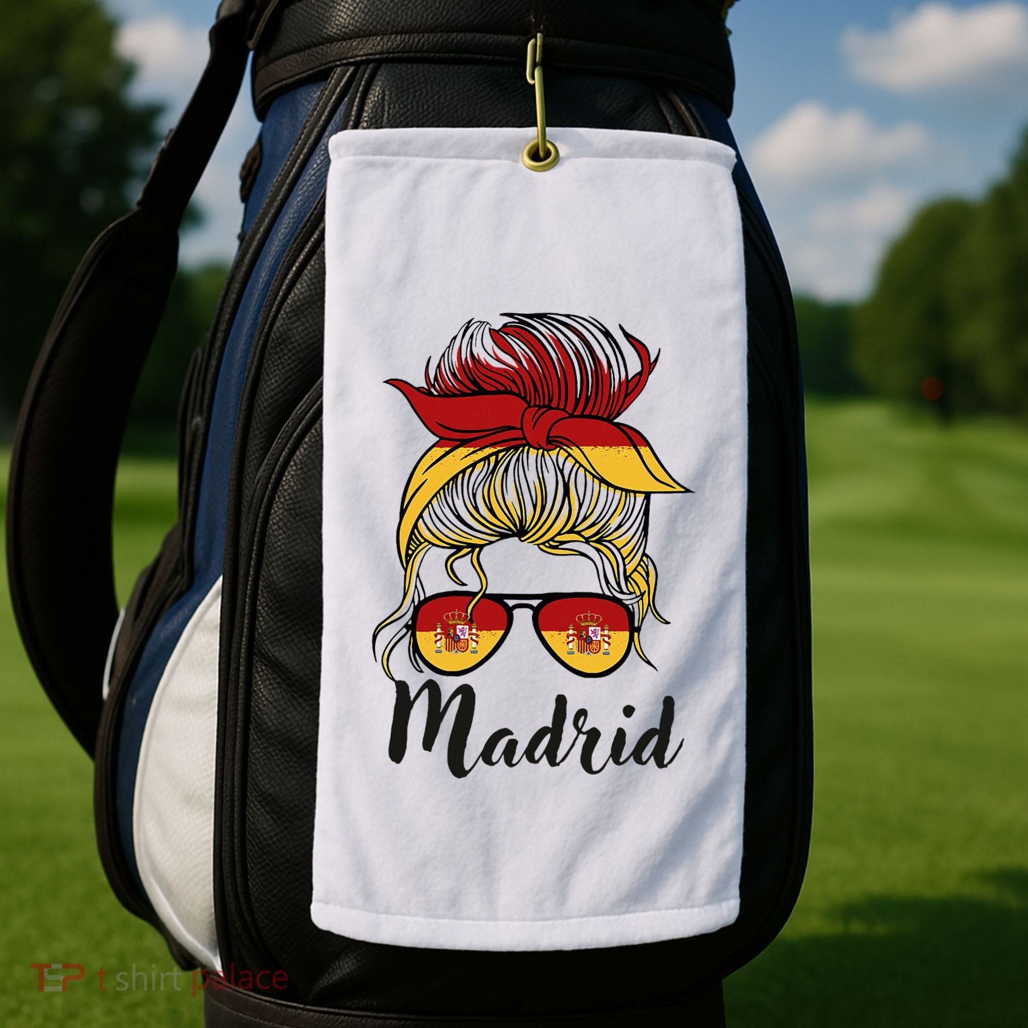 Madrid Girl Spanish Flag Spain Golf Towel