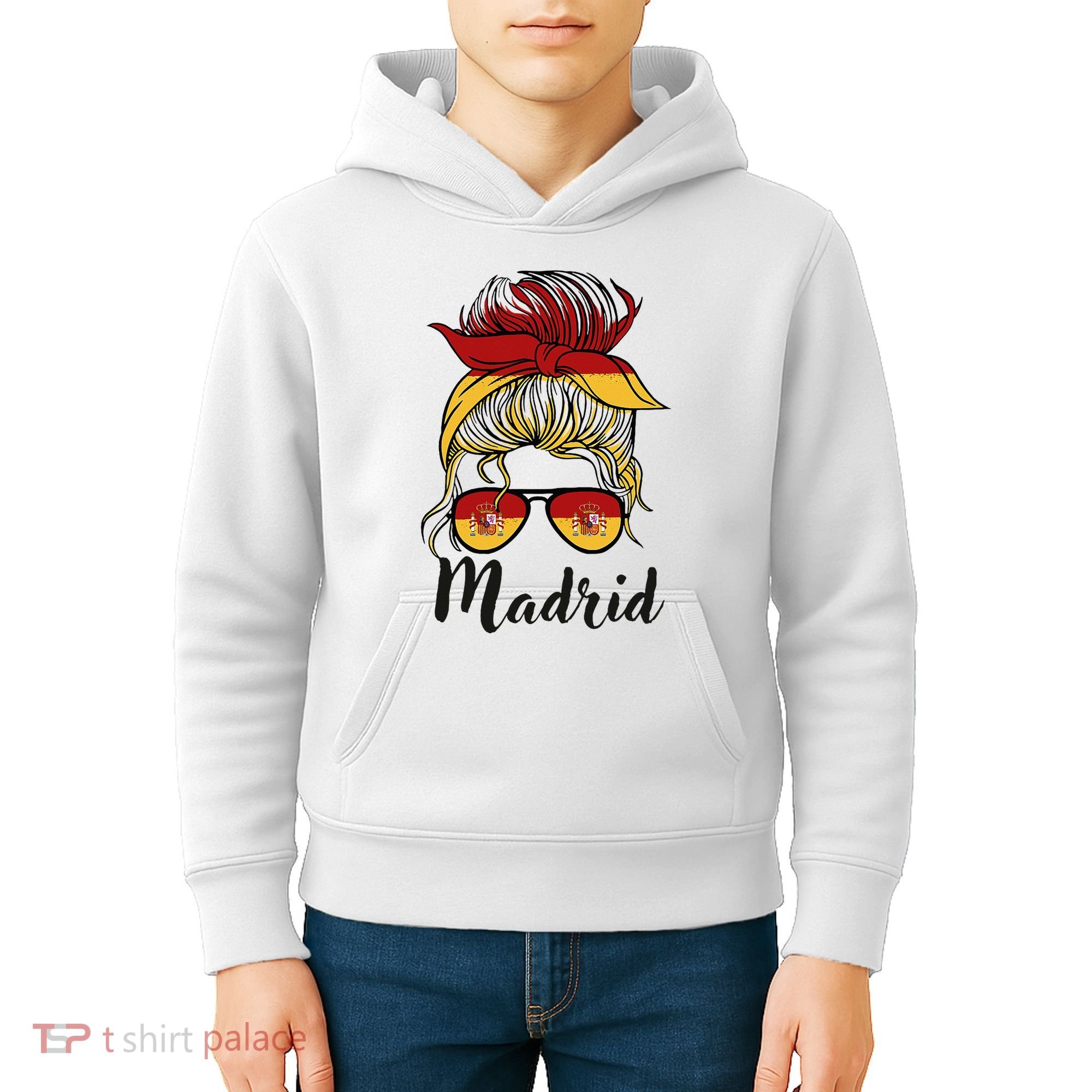 Madrid Girl Spanish Flag Spain Kids Hoodie