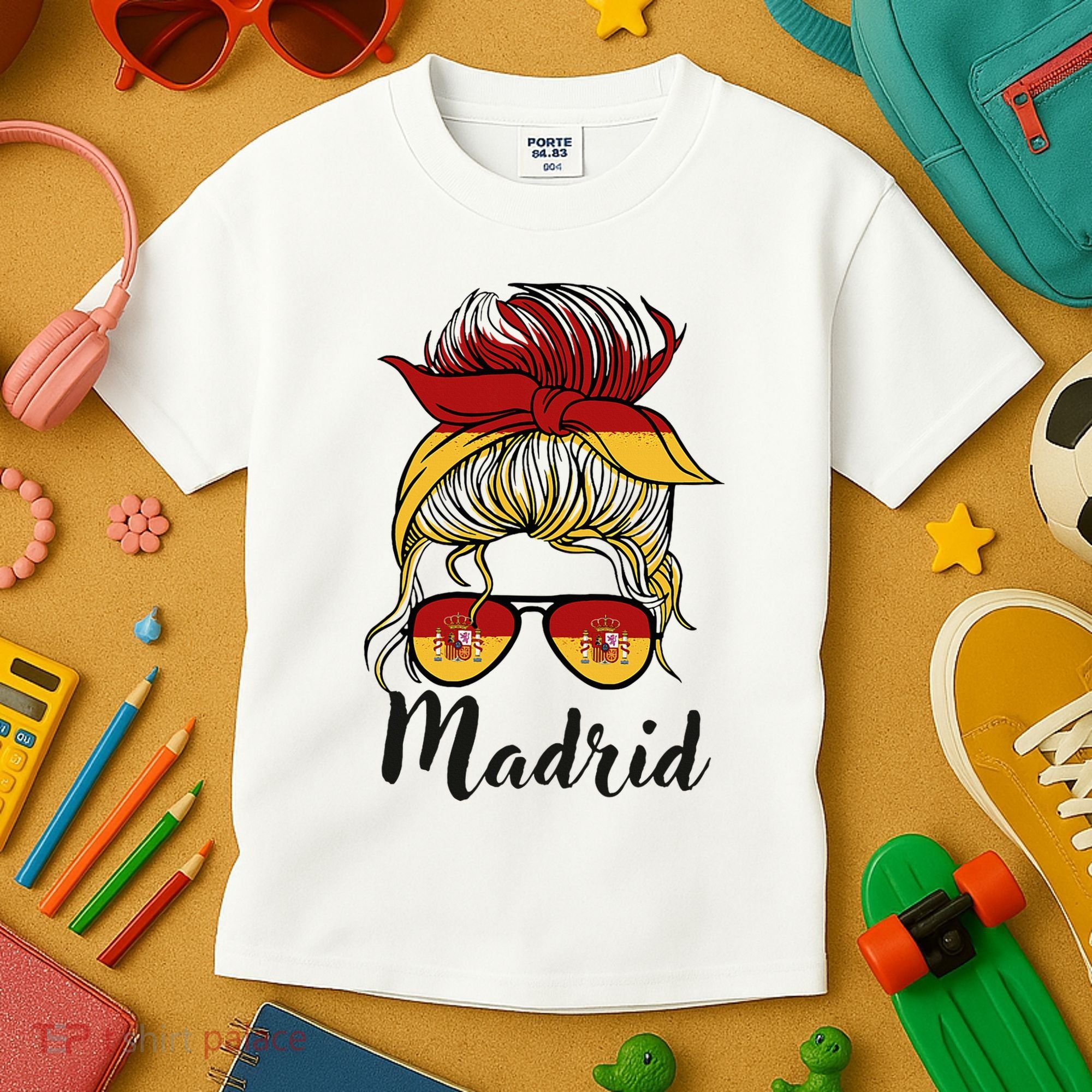 Madrid Girl Spanish Flag Spain Kids T-Shirt