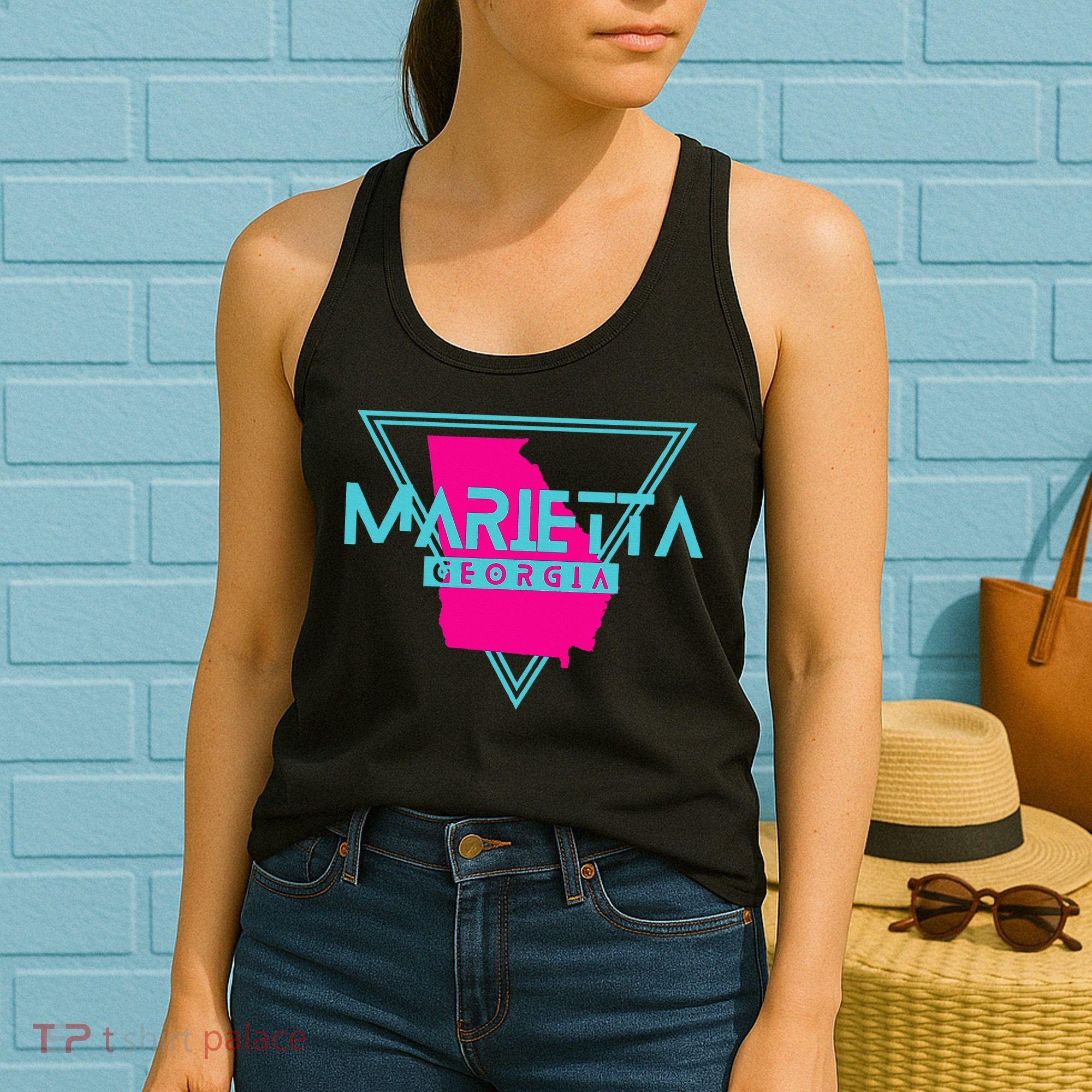Marietta Georgia Souvenir Ga Retro Triangle Women's Tank Top