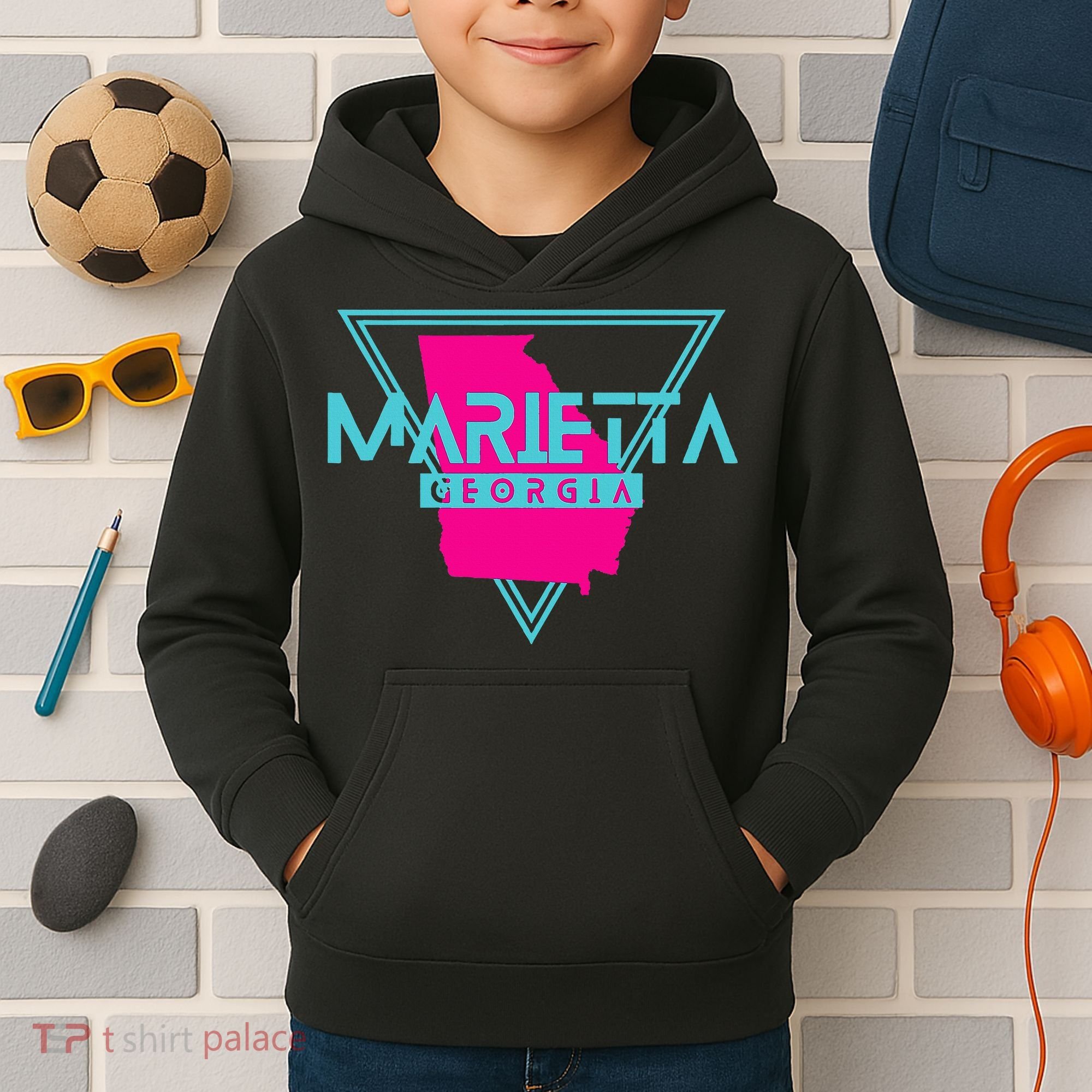 Marietta Georgia Souvenir Ga Retro Triangle Kids Hoodie