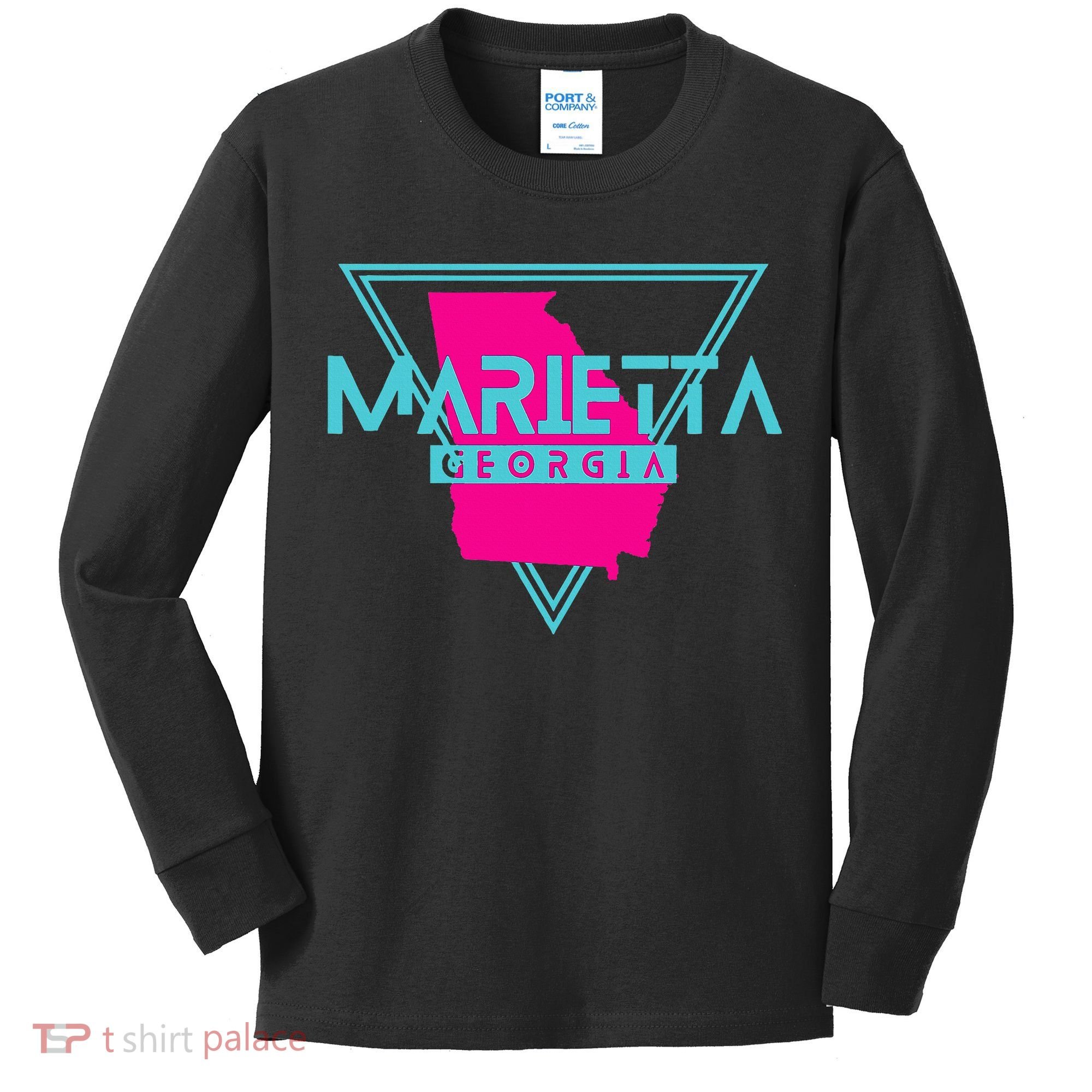 Marietta Georgia Souvenir Ga Retro Triangle Kids Long Sleeve Shirt