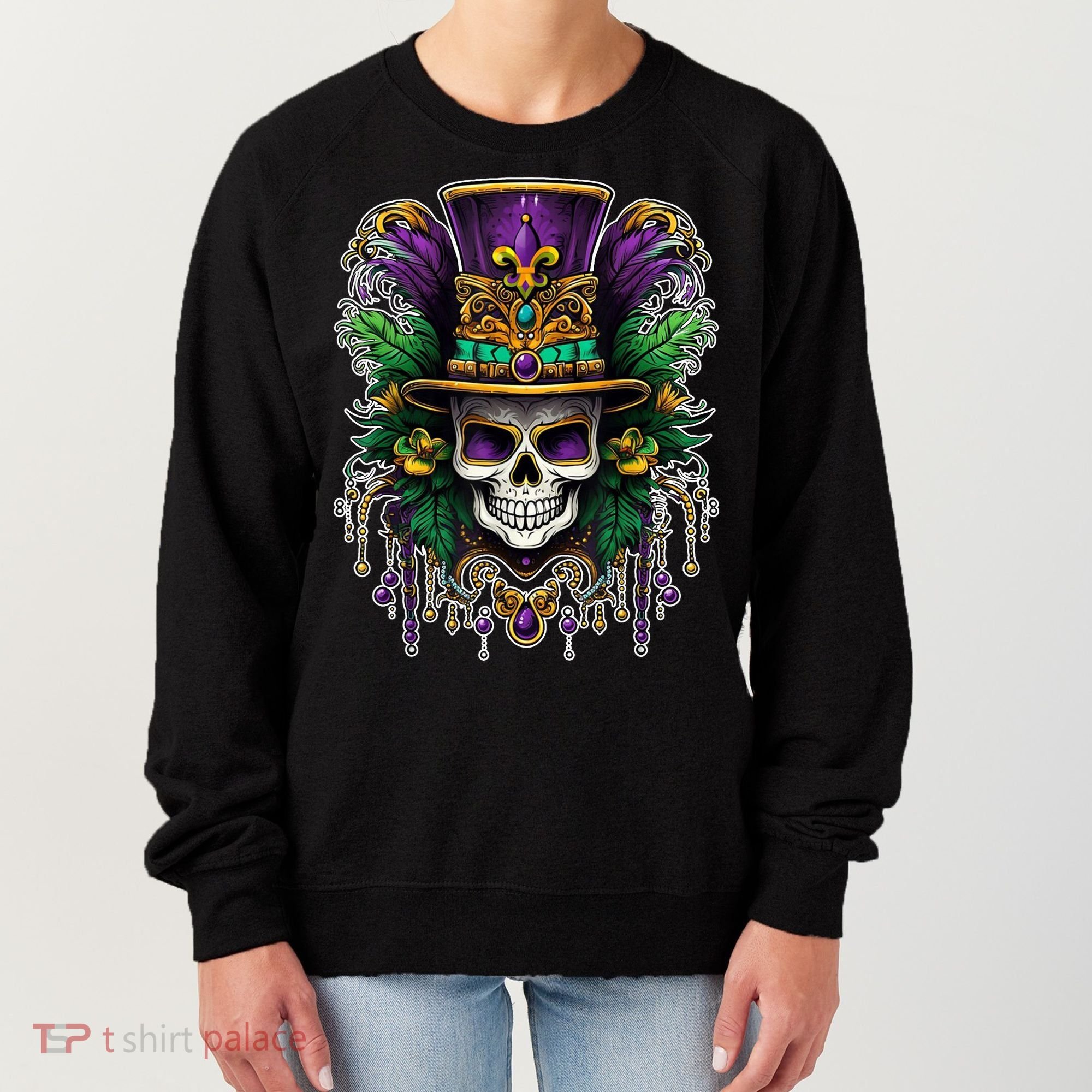 Mardi Gras Sugar Skull Party Women's Sweatshirt
