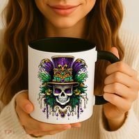 Mardi Gras Sugar Skull Party Coffee Mug thumb 3