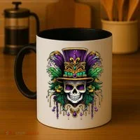 Mardi Gras Sugar Skull Party Coffee Mug thumb 4