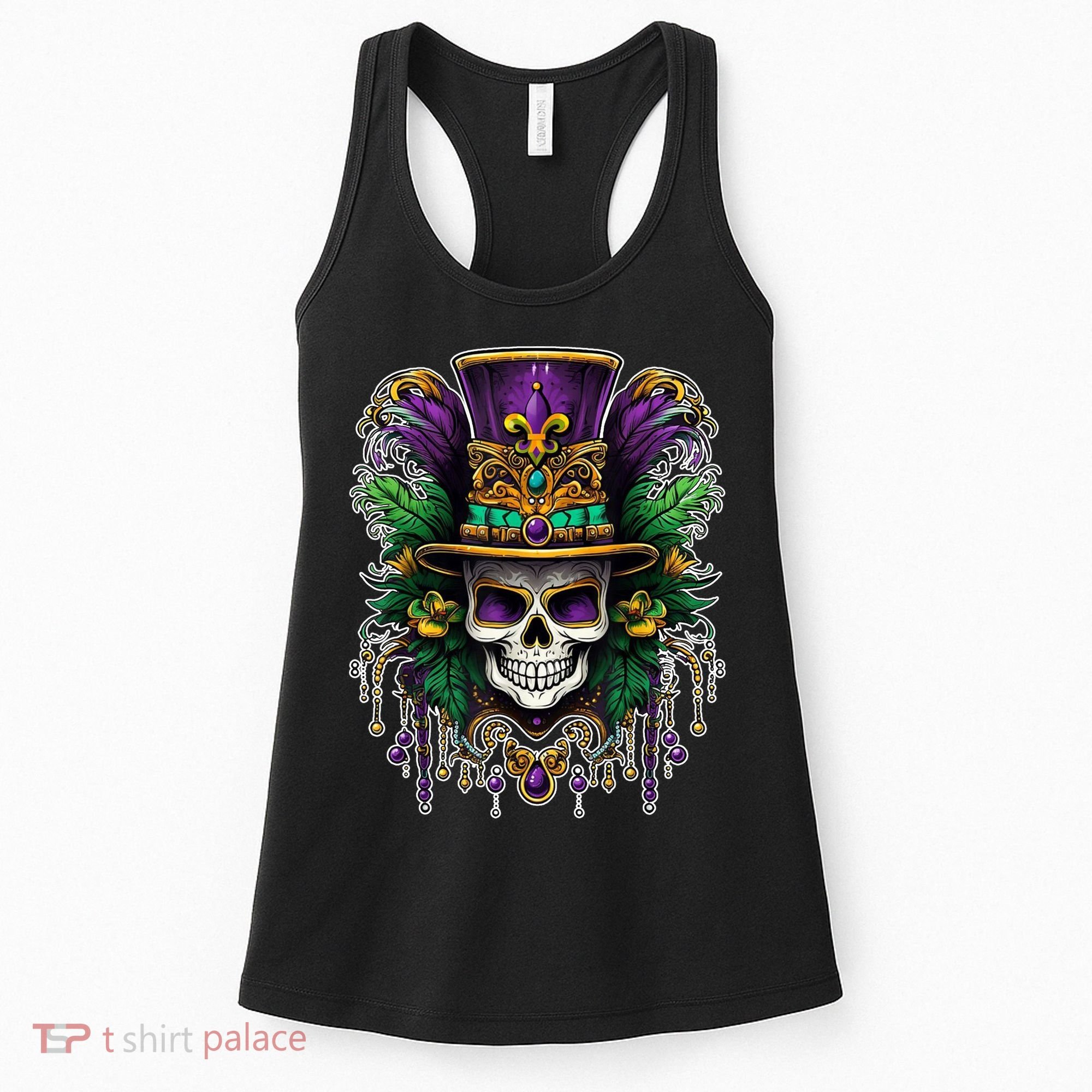 Mardi Gras Sugar Skull Party Women's Tank Top