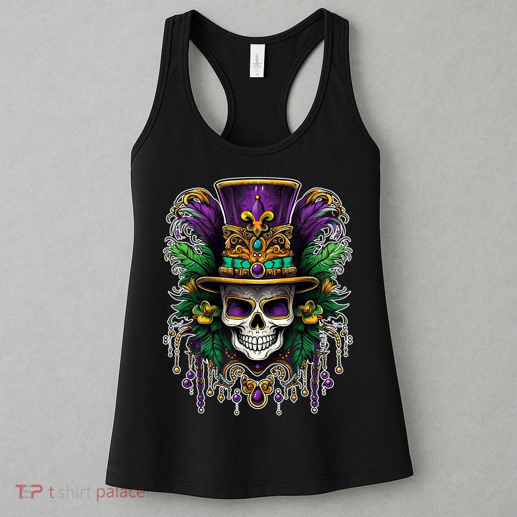 Mardi Gras Sugar Skull Party Women's Tank Top