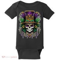 Mardi Gras Sugar Skull Party Baby Bodysuit thumb 0