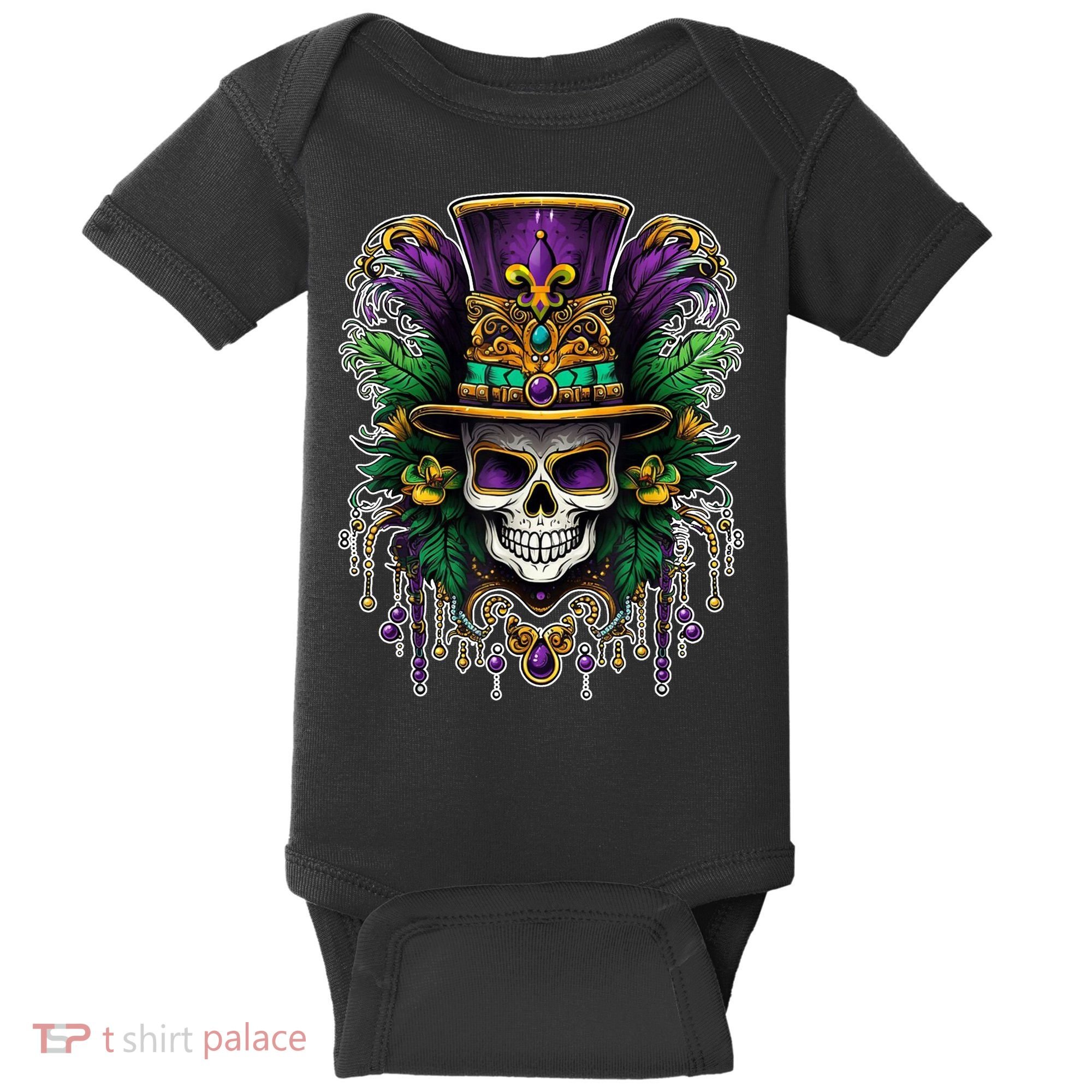 Mardi Gras Sugar Skull Party Baby Bodysuit