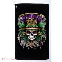 Mardi Gras Sugar Skull Party Golf Towel thumb 0