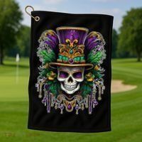 Mardi Gras Sugar Skull Party Golf Towel thumb 1