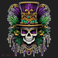 Mardi Gras Sugar Skull Party Golf Towel thumb 3
