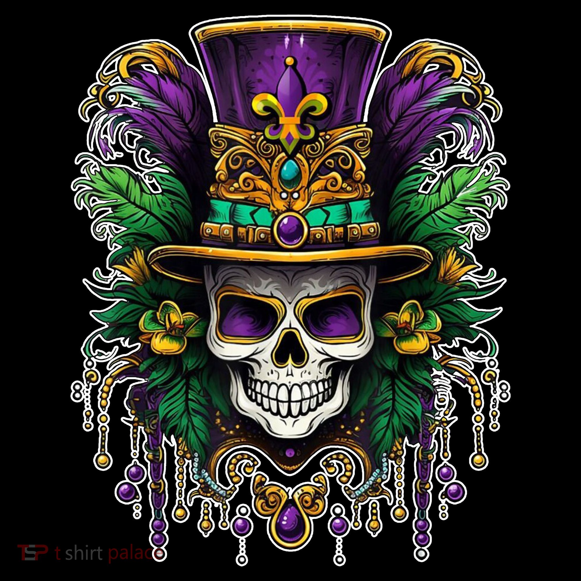 Mardi Gras Sugar Skull Party Kids Long Sleeve Shirt