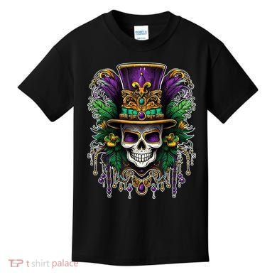 Mardi Gras Sugar Skull Party Kids T-Shirt