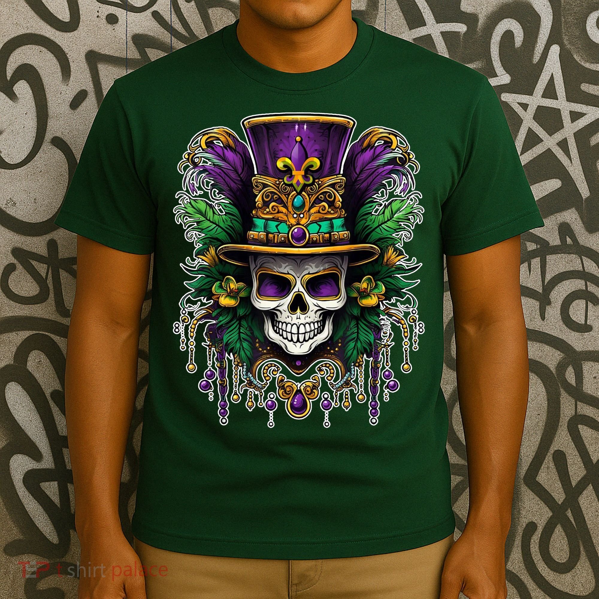 Mardi Gras Sugar Skull Party T-Shirt
