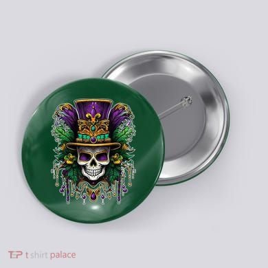 Mardi Gras Sugar Skull Party Button
