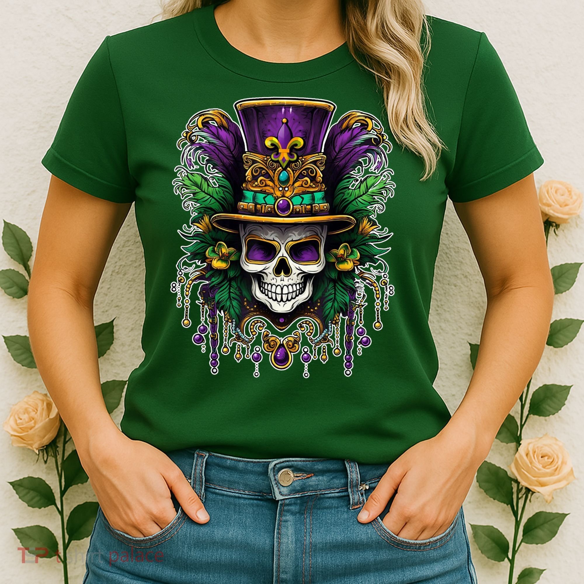 Mardi Gras Sugar Skull Party Women's T-Shirt