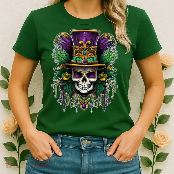 Mardi Gras Sugar Skull Party Women's T-Shirt