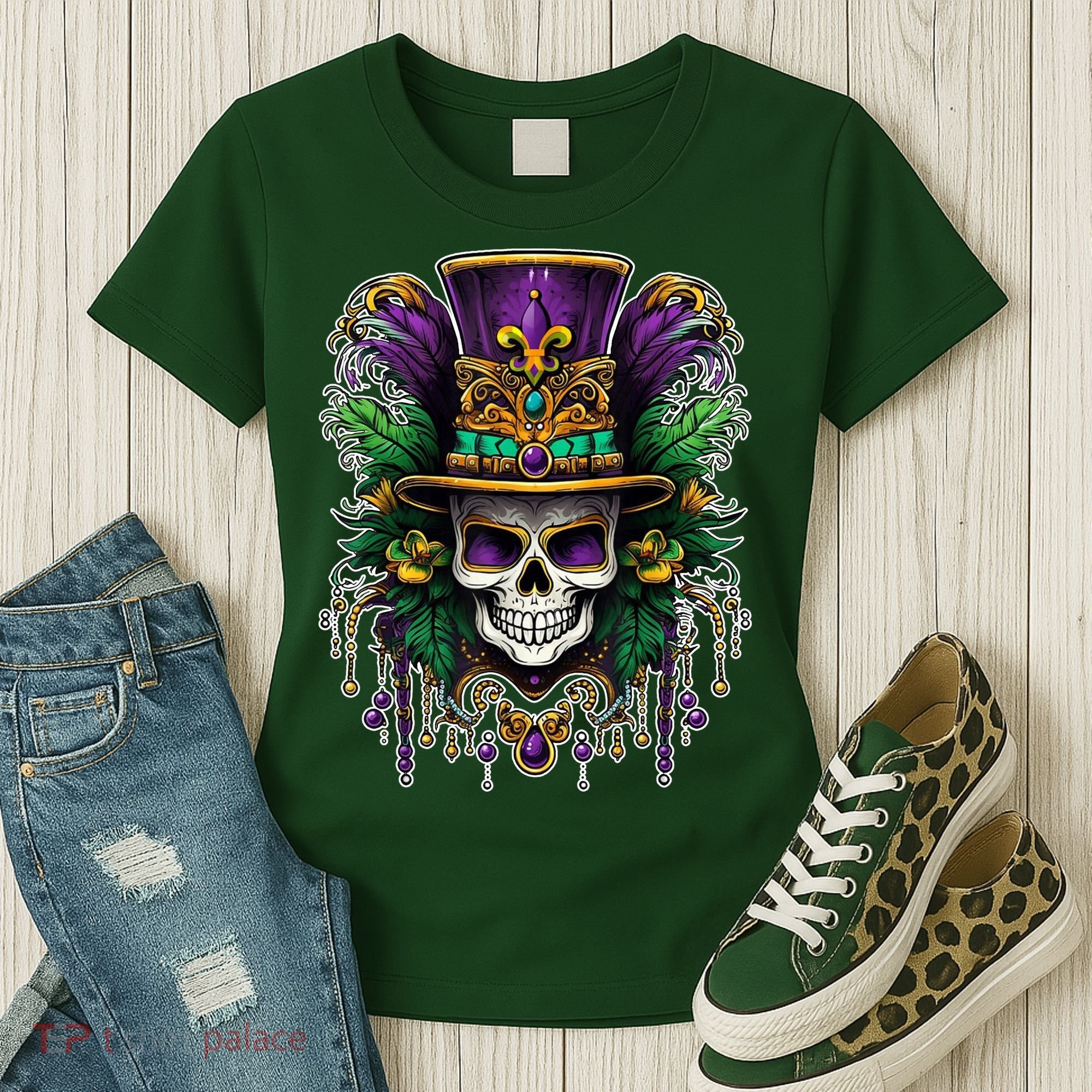 Mardi Gras Sugar Skull Party Women's T-Shirt