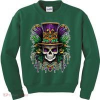 Mardi Gras Sugar Skull Party Kids Sweatshirt thumb 0