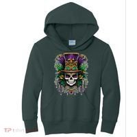 Mardi Gras Sugar Skull Party Kids Hoodie thumb 0