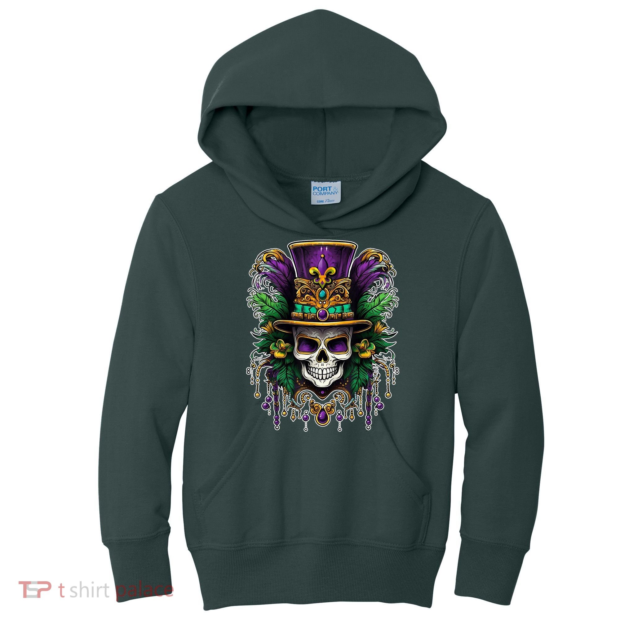 Mardi Gras Sugar Skull Party Kids Hoodie