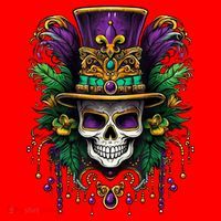 Mardi Gras Sugar Skull Party Santa Hat thumb 1