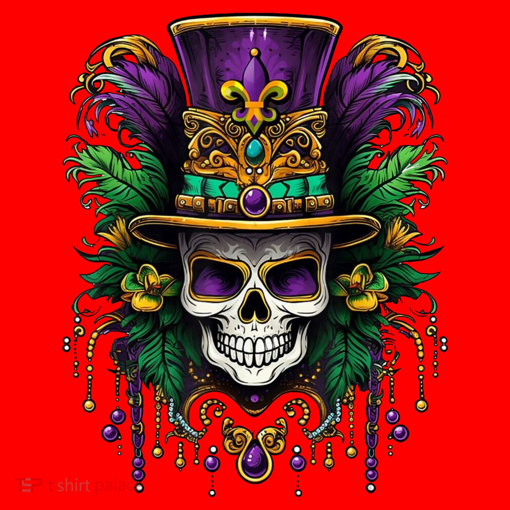 Mardi Gras Sugar Skull Party Santa Hat
