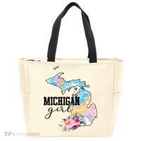 Michigan Girl Tie Dye State Michigan Lovers Tote Bag thumb 0